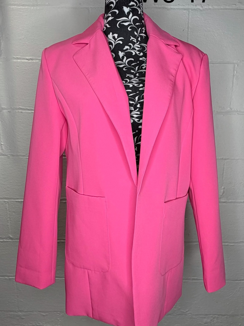 Hot Pink Open Front Longline Blazer Jacket - Size Large BarbieCore
